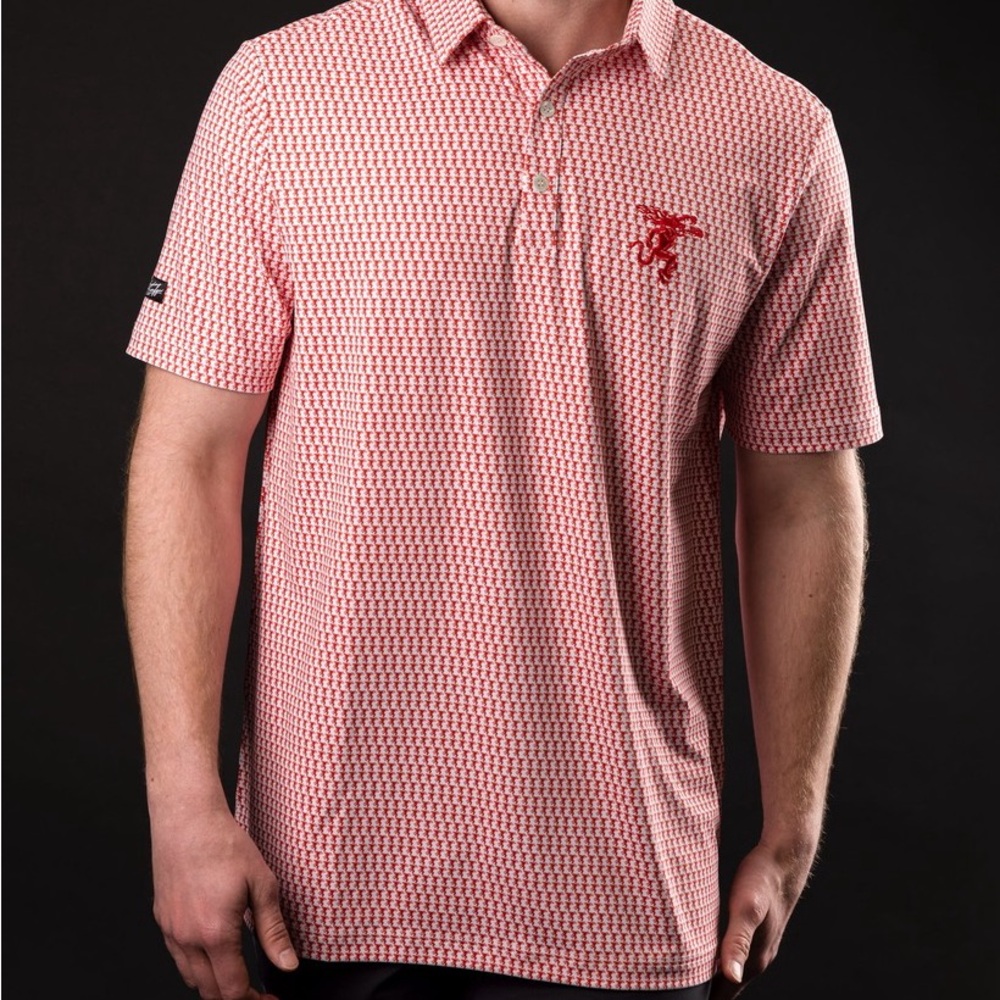Men's Fireball Whiskey Patterned Polo Shirt